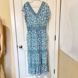 Rachel Zoe Blue and White Floral Midi Dress